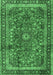 Machine Washable Persian Emerald Green Traditional Area Rugs, wshtr2703emgrn