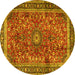 Round Persian Yellow Traditional Rug, tr2703yw