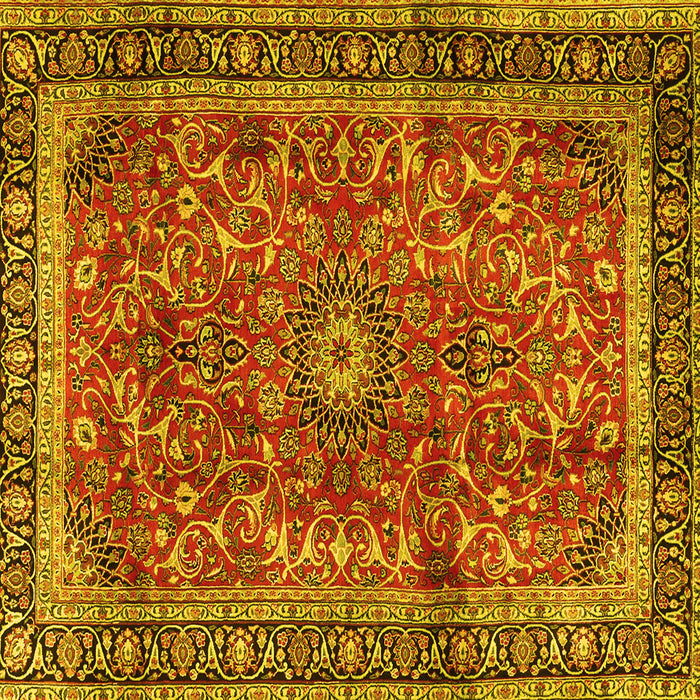 Square Machine Washable Persian Yellow Traditional Rug, wshtr2703yw