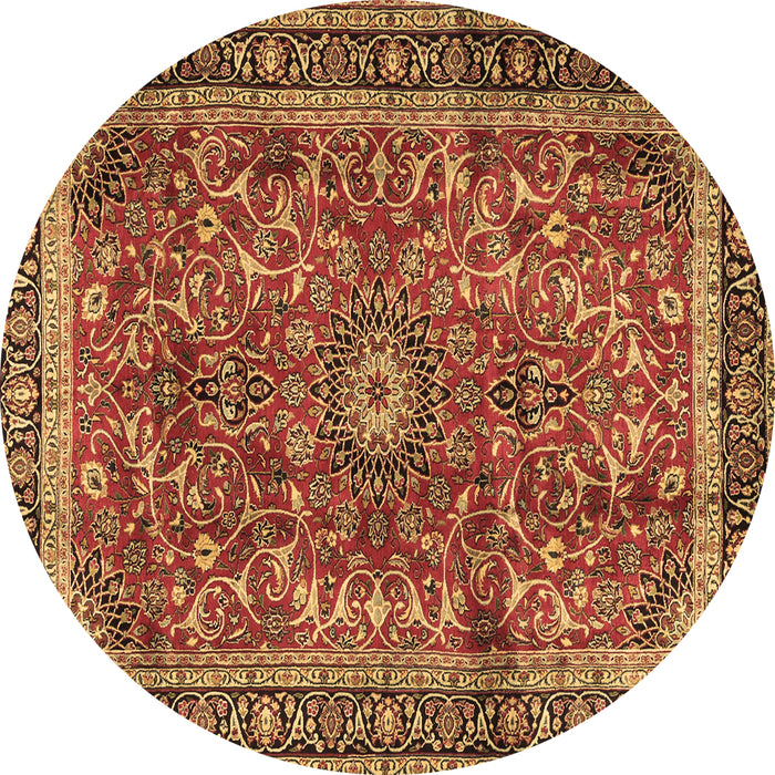 Round Machine Washable Persian Brown Traditional Rug, wshtr2703brn
