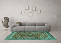 Machine Washable Persian Turquoise Traditional Rug, wshtr2703turq