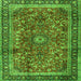 Round Machine Washable Persian Green Traditional Area Rugs, wshtr2703grn