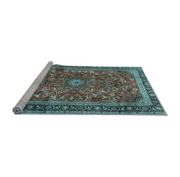 Sideview of Machine Washable Persian Light Blue Traditional Rug, wshtr2703lblu