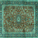 Square Persian Turquoise Traditional Rug, tr2703turq