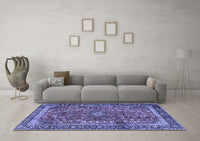 Machine Washable Persian Blue Traditional Rug, wshtr2703blu