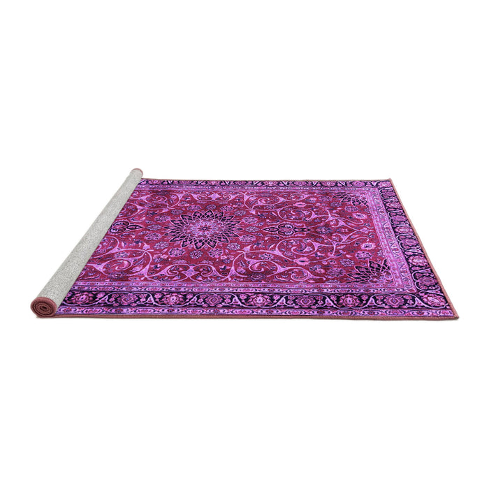 Sideview of Machine Washable Persian Purple Traditional Area Rugs, wshtr2703pur