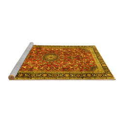Sideview of Machine Washable Persian Yellow Traditional Rug, wshtr2703yw