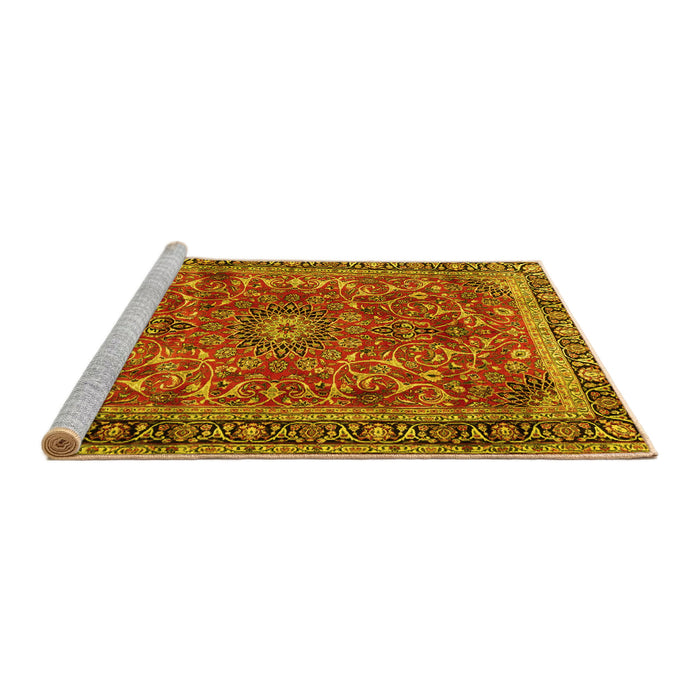 Sideview of Machine Washable Persian Yellow Traditional Rug, wshtr2703yw