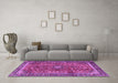 Machine Washable Persian Purple Traditional Area Rugs in a Living Room, wshtr2703pur