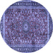 Round Persian Blue Traditional Rug, tr2703blu