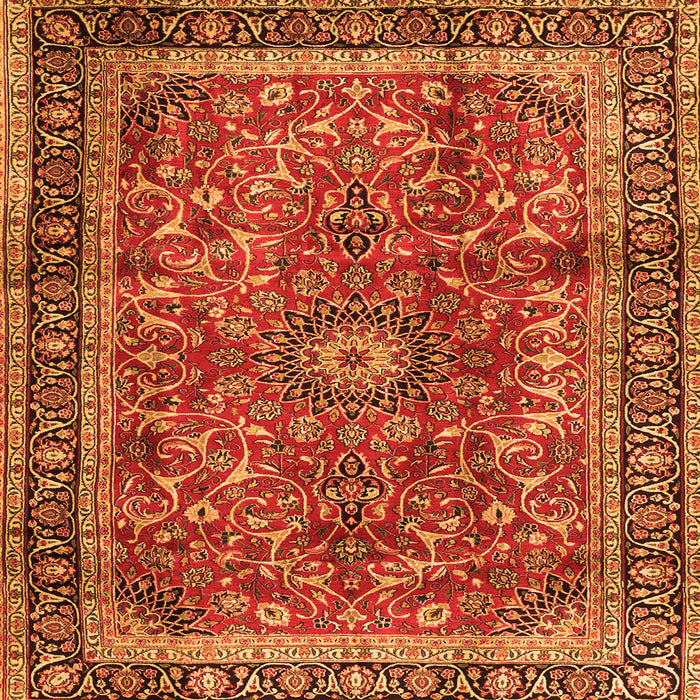 Round Machine Washable Persian Orange Traditional Area Rugs, wshtr2703org