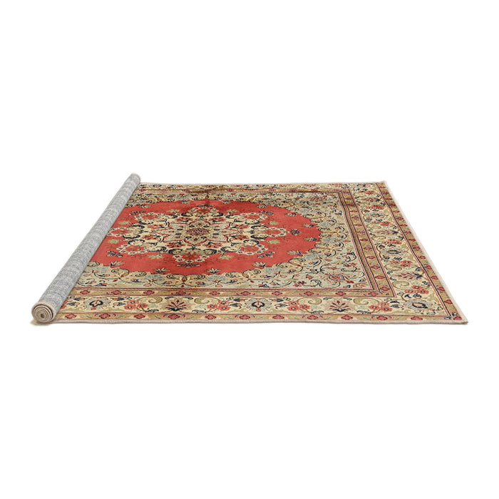 Sideview of Machine Washable Traditional Chestnut Red Rug, wshtr2704