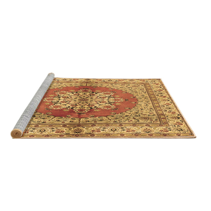 Sideview of Machine Washable Persian Brown Traditional Rug, wshtr2704brn