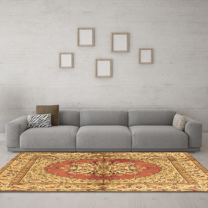 Machine Washable Persian Brown Traditional Rug in a Living Room,, wshtr2704brn