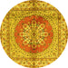 Round Persian Yellow Traditional Rug, tr2704yw