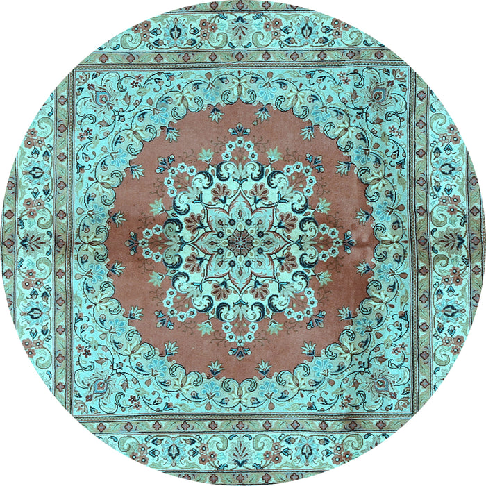 Round Persian Light Blue Traditional Rug, tr2704lblu