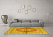 Machine Washable Persian Yellow Traditional Rug in a Living Room, wshtr2704yw