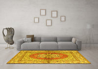 Machine Washable Persian Yellow Traditional Rug, wshtr2704yw