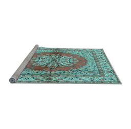 Sideview of Machine Washable Persian Light Blue Traditional Rug, wshtr2704lblu