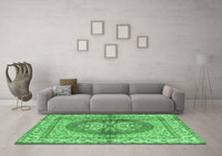 Machine Washable Persian Emerald Green Traditional Rug, wshtr2704emgrn