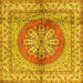 Square Machine Washable Persian Yellow Traditional Rug, wshtr2704yw