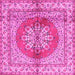 Square Machine Washable Persian Pink Traditional Rug, wshtr2704pnk