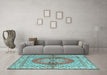 Machine Washable Persian Light Blue Traditional Rug in a Living Room, wshtr2704lblu