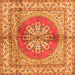 Round Machine Washable Persian Orange Traditional Area Rugs, wshtr2704org