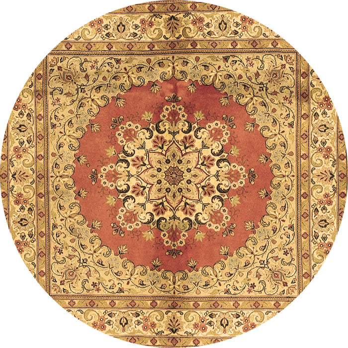 Round Persian Brown Traditional Rug, tr2704brn