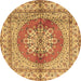 Round Persian Brown Traditional Rug, tr2704brn