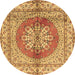 Round Machine Washable Persian Brown Traditional Rug, wshtr2704brn