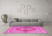 Machine Washable Persian Pink Traditional Rug in a Living Room, wshtr2704pnk