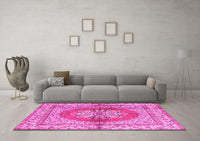 Machine Washable Persian Pink Traditional Rug, wshtr2704pnk