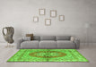 Machine Washable Persian Green Traditional Area Rugs in a Living Room,, wshtr2704grn