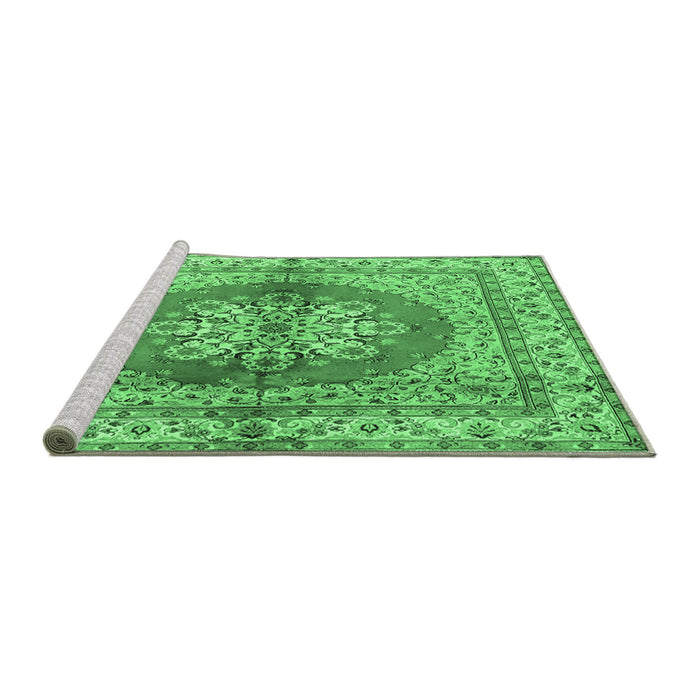 Sideview of Machine Washable Persian Emerald Green Traditional Area Rugs, wshtr2704emgrn