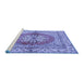 Sideview of Machine Washable Persian Blue Traditional Rug, wshtr2704blu