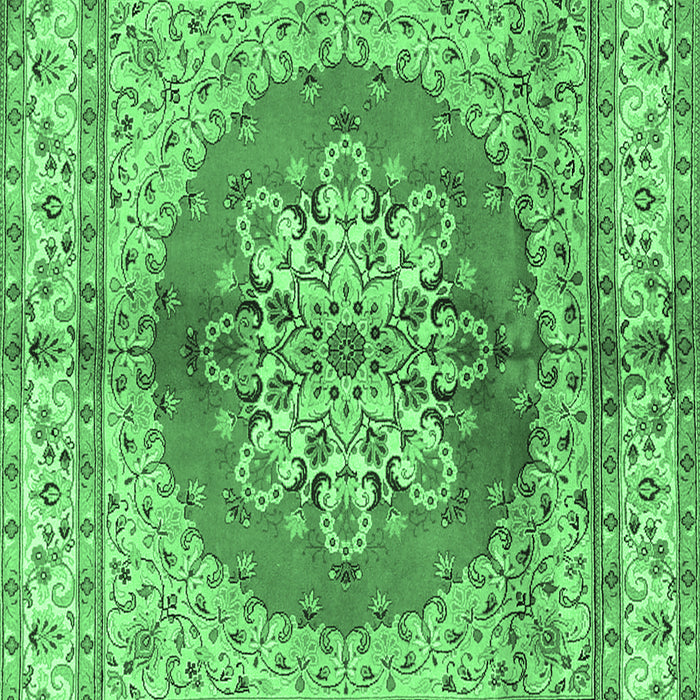 Machine Washable Persian Emerald Green Traditional Area Rugs, wshtr2704emgrn