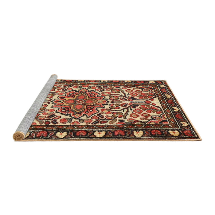 Sideview of Machine Washable Traditional Saffron Red Rug, wshtr2705