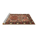 Sideview of Machine Washable Traditional Saffron Red Rug, wshtr2705