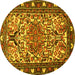 Round Persian Yellow Traditional Rug, tr2705yw