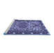 Sideview of Machine Washable Persian Blue Traditional Rug, wshtr2705blu