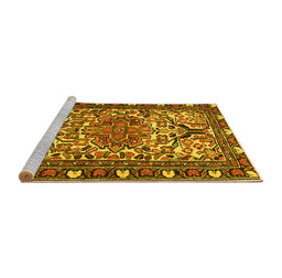 Sideview of Machine Washable Persian Yellow Traditional Rug, wshtr2705yw