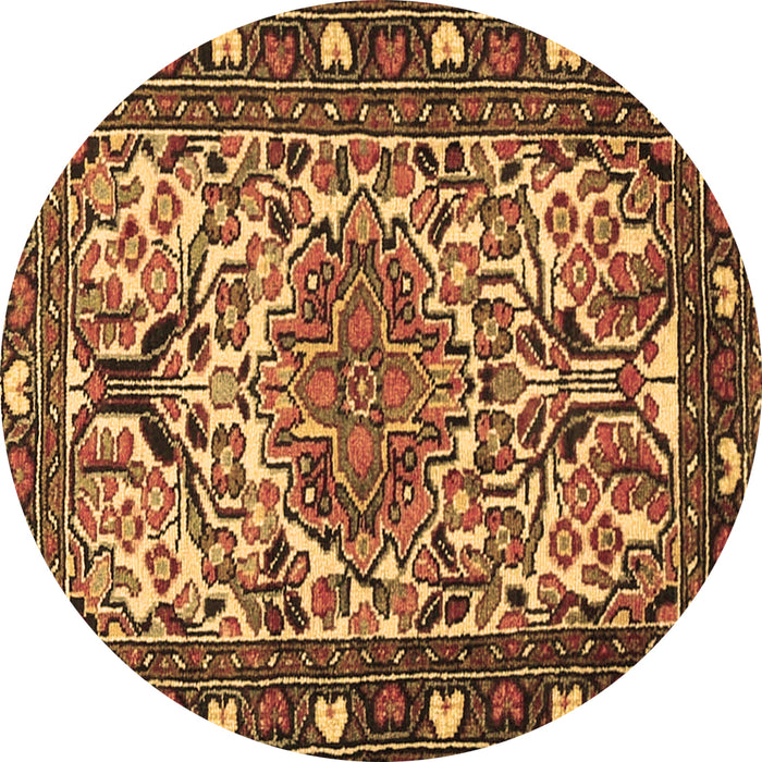 Round Machine Washable Persian Brown Traditional Rug, wshtr2705brn