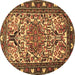 Round Machine Washable Persian Brown Traditional Rug, wshtr2705brn