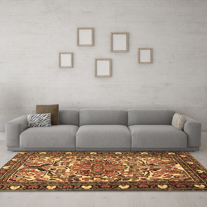 Machine Washable Persian Brown Traditional Rug in a Living Room,, wshtr2705brn