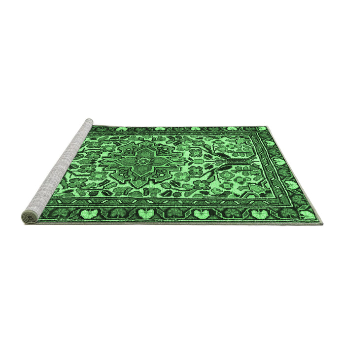 Sideview of Machine Washable Persian Emerald Green Traditional Area Rugs, wshtr2705emgrn