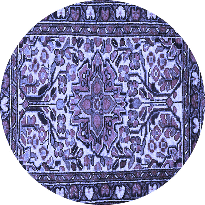 Round Machine Washable Persian Blue Traditional Rug, wshtr2705blu