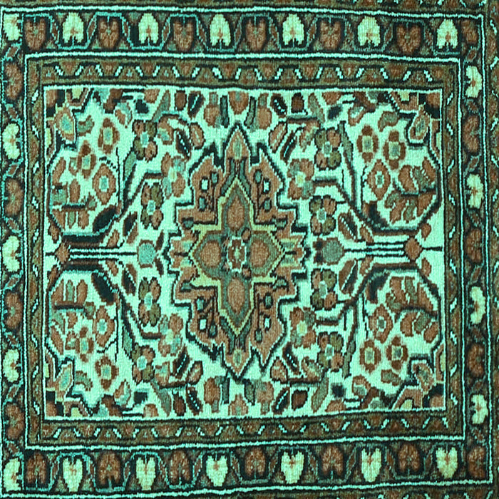 Square Machine Washable Persian Turquoise Traditional Area Rugs, wshtr2705turq