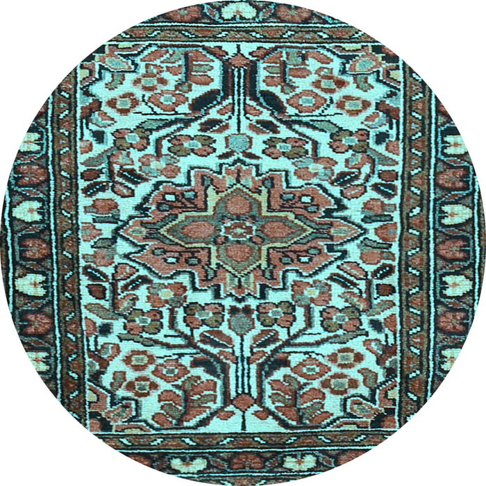 Round Persian Light Blue Traditional Rug, tr2705lblu
