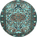 Round Persian Light Blue Traditional Rug, tr2705lblu